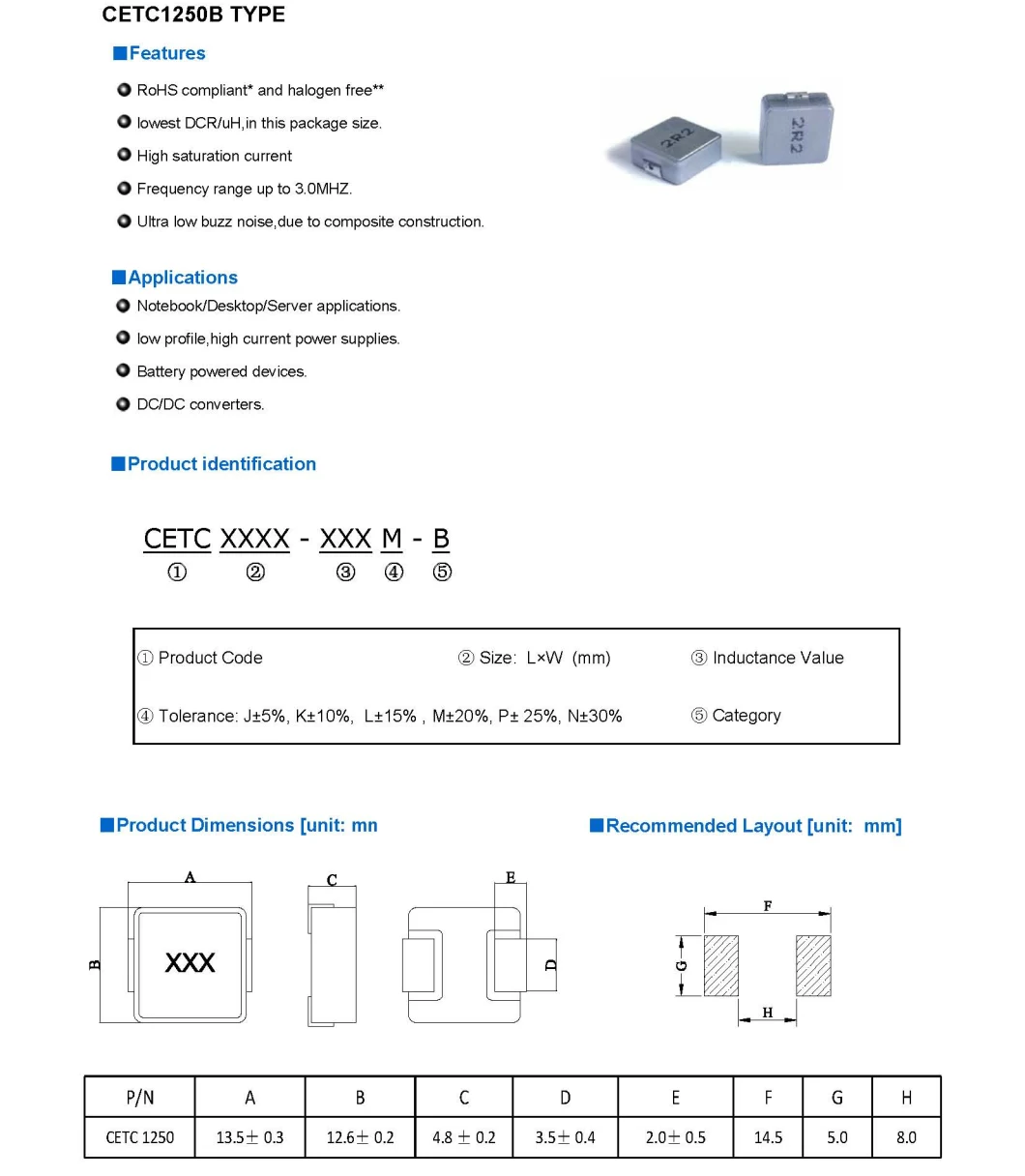 SMD Power Inductors Cetc1250b